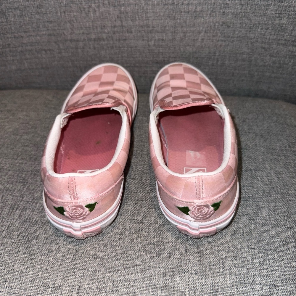 Vans Kids Little Girls Pink and White Checkered Slip-On Sneakers Girls Size 2 - Picture 4 of 16